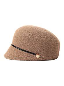 Women's Beanie Hat, Autumn/Winter Warm Baseball Cap, Vintage Elegant Leather Decor With Metal Buckle - Berets - View 7