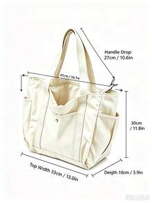 Thickened Canvas Tote Bag, Large Capacity, Shoulder Bag, High Aesthetic, Versatile, Artistic Student Commuter Bag - Multicolor - View 12