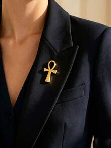 Stainless Steel Ankh Cross Brooch For Women 18k Gold Plated Egypt Cross Brooch Lapel Pin Vintage Jewelry Accessories - 1 - View 9