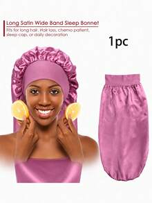 CONFLASS 2/1pc Luxury Satin Long Sleep Cap - Loose Elastic Band Sleep Hat, Large Size Long Sleep Cap To Prevent Hair Damage - Multicolor - View 18