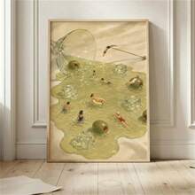 1 Pc Poster Home Decor Unframed,Martini Pool Poster, Tiny Swimmers Cocktail Wall Art, Retro Olive Print - 1 Piece - View 6