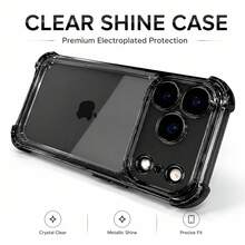 SKJL Luxury Electroplate Shockproof Transparent Phone Case Compatible With Iphone 17 17Pro 17 Pro Max 18 18Pro 18Pro Max Plus Air Clear Bumper Cases Cover - Black - View 4
