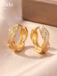 Hihho 2pcs/Set Luxury Style Premium Atmosphere Women's Earrings Suitable For Commuting, Dating, Gathering And Daily Wear - Earrings - View 3