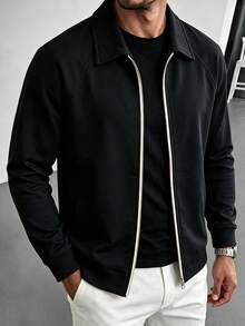 Men's Executive Jacket, Fashion Business Casual Sweatshirt, Lightweight, Suitable For Spring And Autumn, Office Or Casual Outings And Commuting - Black - View 3