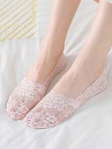chuanwa（2） 1/5/10 Double Spring/Summer Women's Lightweight, Durable, Fashionable, Anti Slip, Solid Color Cherry Blossom Pattern Short Socks - Multicolor - View 5