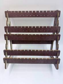A Wooden Walnut Color, Minimalist And Stylish Tiered Earring Storage Rack, Suitable For Jewelry Store Earring Display Stand. Earring Storage Rack - Multi-layer Earring Storage Rack - View 8
