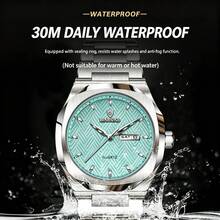 Fashionable Men's Luminous Waterproof Dual-Calendar Stainless Steel Quartz Watch, Luxurious Business Watch, Birthday, Halloween And Christmas Gift - Multicolor - View 5