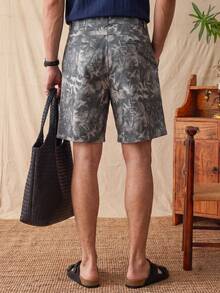 glestore Men's Retro "Old Money" Style: Digital-Printed Polyester, Casual Cropped Shorts-A Versatile Summer Must-Have - Multicolor - View 2