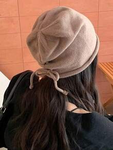 Acrylic Knit Drawstring Beanie, Elastic Breathable Fabric, Ear Protection Design, Hand Washable, Suitable For Warm Urban Style - Multicolor - View 8