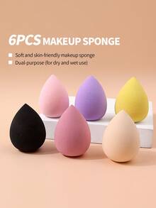 6Pcs Makeup Sponge Set,Multi‑Color Soft Skin‑Friendly Sponges,Elastic Cosmetic Sponges For Foundation, Concealer, Cream Blending - Multicolor - View 4