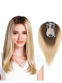 Penutup Rambut Wanita dari Rambut Manusia Asli Ukuran 7x11cm, Model Jepit, Menutupi Akar Rambut Beruban Alami, Rambut Palsu dengan Dasar Renda yang Tak Terlihat dan Bernapas, Panjang 12 Inci, Cocok untuk Rambut Tipis - MultiWarna - View 15