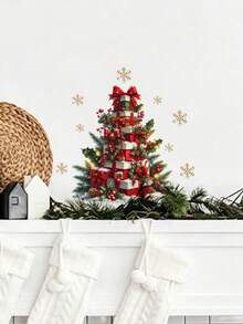 1pc Multi-Style Christmas Decoration, Creative Christmas Tree Wall Sticker, Letter & Snowflake Decor, Penguin Stacked Design, PVC Self-Adhesive Removable Wall Decal, Suitable For Bedroom, Living Room, Stair Corner, Dining Room, Bathroom, Home Wall Decor, Switch Decoration - Multiple Styles - View 13