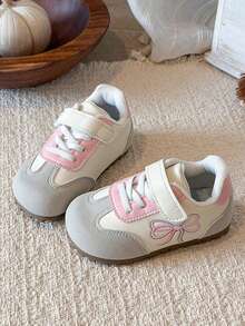 Baby Training Shoes Bowknot Embroidery Hook & Loop Soft Sole Anti-Slip Casual Shoes For Toddlers - Pink - View 3