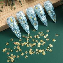 1 Box Snowflake Metal Nail Art Charms, 3D Gold Snowflake, 9 Mixed Color Designs, Cute Christmas Theme Winter Nail Decoration, Suitable For DIY And Nail Salon - Gold - View 5