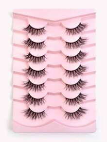 7 Pairs 15mm Cat Eye False Eyelashes - Black - View 8