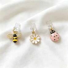 3pcs Daisy Bee Pink Ladybug Shaped Phone Dust Plugs - Alloy Material, As Dust Barrier And Phone Decoration - Flower & Insect Shaped Accessories, Suitable For Your Devices - Multicolor - View 8