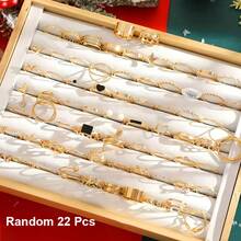 Random 22/49/70pcs Hollow Heart Rotating 8-Shaped Rings Black Resin Artificial Pearls Pendant Heart Butterfly Rings Set Christmas Holiday Gift Suitable For Men And Women - Yellow Gold - View 8