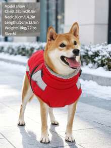 Small Dog Winter Jacket With Built-In Chest Straps, Fleece-Lined For Warmth, Reflective High Neck Design, Suitable For Cold Weather Dog Snow Clothing - Red - View 3