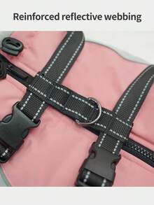 Small Dog Winter Jacket With Built-In Chest Straps, Fleece-Lined For Warmth, Reflective High Neck Design, Suitable For Cold Weather Dog Snow Clothing - Coral Pink - View 8