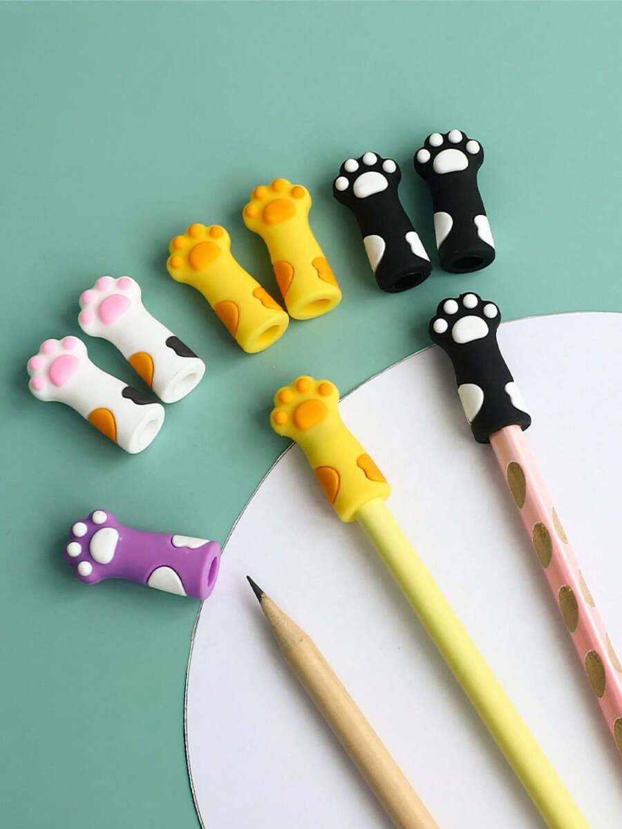 1/6/18Pcs Silicone Pliers Protective Covers - Creative Cute Cat Paw Shaped Small Scissors And Tweezers Protective Covers - Nail Salon Tools And Accessories