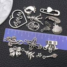 15pcs Alloy Antique Silvery Mixed Style Pendant Jewelry Making DIY Earring Pendant Various Design Charms For Jewelry Making Bracelets Necklace - Antique Silver - View 2