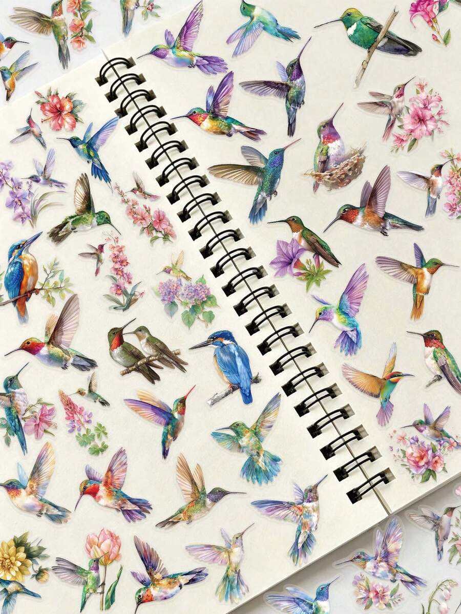 50PCS,Hummingbird Transparent Stickers,Scrapbook Supplies,Creative And Aesthetic Design Sticker,Suitable For Notebook,Journaling Supplies,Mobile Phone - 50pcs - View 1