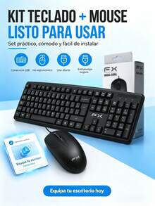 USB Wired Keyboard And Mouse Combo, Standard Keyboard With Numeric Keypad, Ergonomic Optical Mouse Plug & Play, Durable Office Kit For PC, Computer, Laptop, Home And Daily Work, Black - View 3