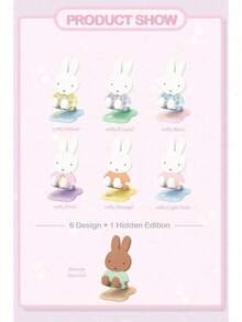 Official Authorized Miffy Foldable Phone Stand Blind Box, Cute Rabbit Character Phone Holder, ABS And Silicone Material Foldable Phone Stand, Cute Style Desktop Phone Holder, Portable Adjustable Smartphone Stand, 1 Random - Multicolor - View 9
