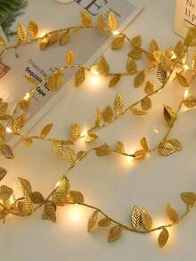 1pc Gold Leaf String Lights, LED Gold Leaf Vine Fairy Lights, Suitable For Home Decor, Bedroom Decor, Wedding Decor, Birthday Decor, Party Decor, Christmas Decor, Thanksgiving Decor, New Year Decor And Room Decor - Warm Light - View 1