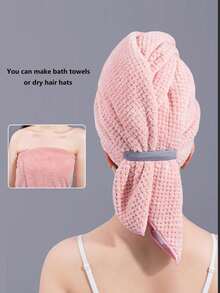1/2pcs Women's Quick-Dry Microfiber Hair Towel Wrap, Fast-Drying Hair Band, Suitable For Long, Thick, Curly Hair, Large Super Soft Bath Hair Towel Set With Elastic Band - Multicolor - View 5