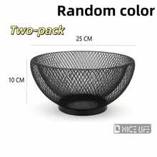 Black Metal Fruit Basket, Round Hollow Mesh Countertop Fruit Bowl, 3 Sizes Available, Fruit Holder With Stable Base, Ventilated Metal Storage Bowl For Fruits, Snacks And Tabletop Home Decorations - Black - View 17