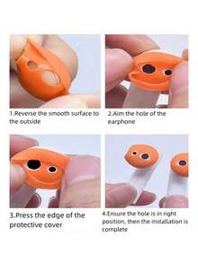 4 buah Penutup Earbud Silikon Ultra Tipis Anti-Selip + 1 buah Sikat Pembersih Pena yang Kompatibel dengan Earbud Apple Generasi ke-1/ke-2, Kit Pembersih Multifungsi - MultiWarna - View 3