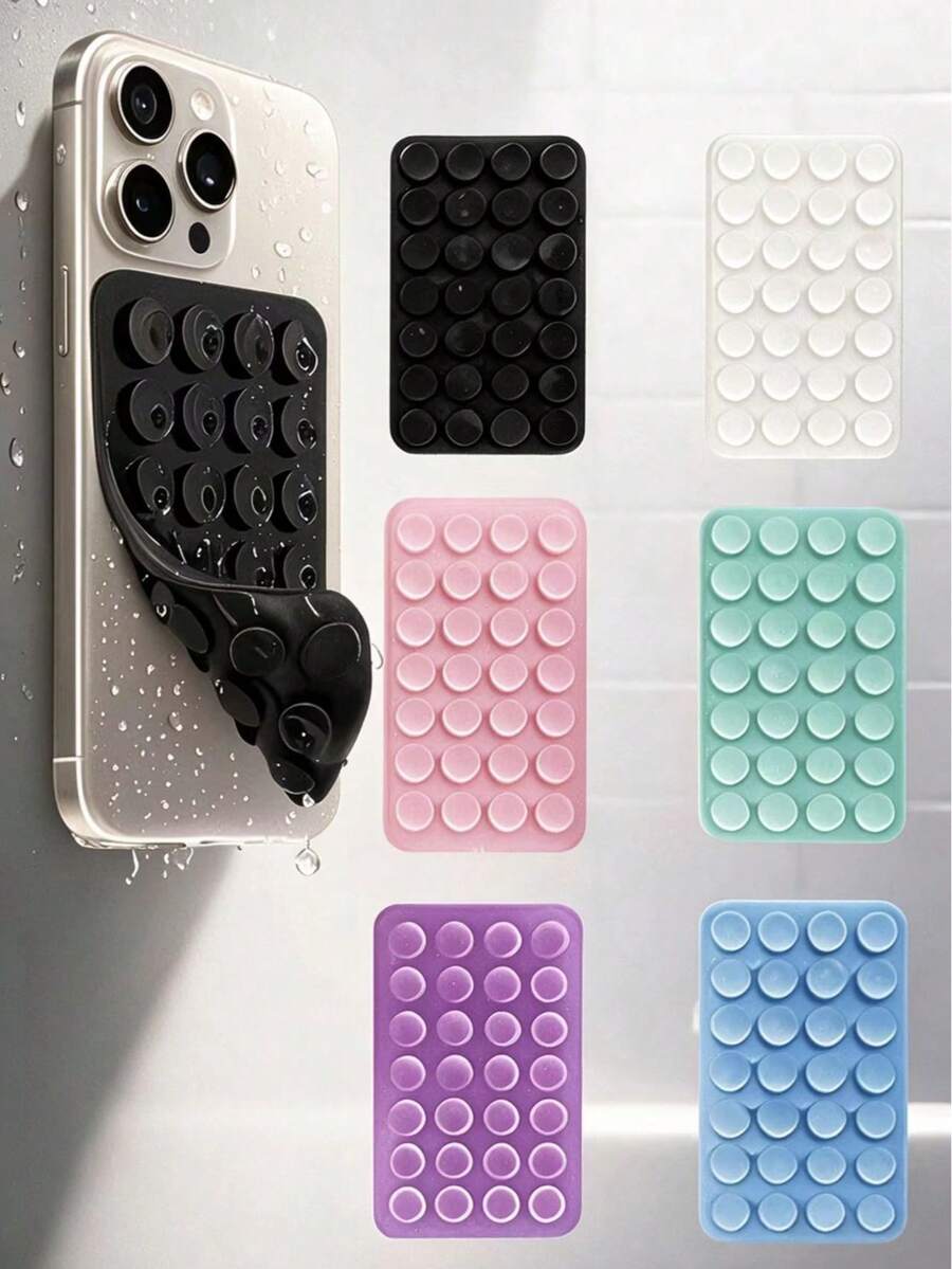 28pcs Double-Sided Silicone Suction Cup Pads, Multi-Function Phone Adsorption Holder, Non-Slip Reusable Adhesive Pads, 3 Sizes Available: 1pc/3pcs/6pcs, Suitable For Shower Room Bathroom Phone Wall Mount - A - View 1