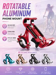 1pc Aluminum Alloy Phone Holder, Rotatable Handlebar Phone Mount For Cycling Navigation, Cycling Gear - Multicolor - View 1