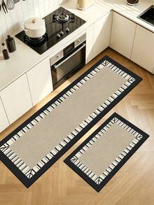 1 Pc Border Stripe Lines Pattern Kitchen Mat, 3.5 Mm Soft Rubber That Absorbs Water And Is Easy To Clean. Suitable For Corridors, Bathrooms, Living Rooms, Outdoor Door Mats, And Toilets. Useable Throughout The Year And For Various Holidays. - Multicolor - View 10