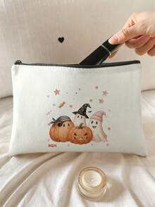 1pc, Makeup Bag, Multi-Scenario Universal, Extra Large Capacity, Ultra-Lightweight & Portable, Versatile & Practical, Halloween Pattern Printed Toiletry Bag, Cosmetic Bag, Large Capacity Toiletry Bag, For Lipstick, Brushes, Skincare, Phone, Coins, Small Items, For Home, Gift, Vacation And Holiday Multi-Functional Use, Teenager Toiletry Storage Bag - Multicolor - View 8