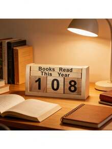 1pc Vintage Creative Wooden Flip Annual Reading Counter Desktop Decor Ornament, For Home Decor, Study Room Decor, Best Holiday Gift - Multicolor - View 6