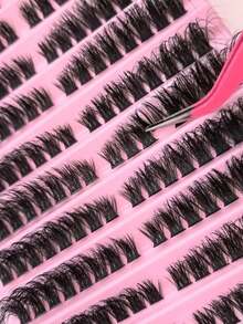 200pcs Individual False Eyelash Clusters 30D D Curl 8-16mm Lash Extension Kit DIY Natural Lightweight Fluffy False Eyelashes Suitable For Beginners Home Daily Makeup Wedding Party Travel Music Festival Gift Box Set - D - View 3