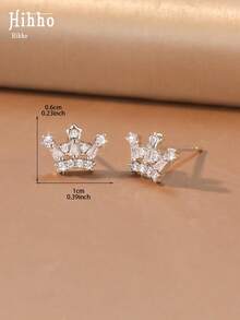 Hihho 2pcs/Set Luxury Style Women's Earrings Suitable For Commute, Date, Evening Party, Holiday Party Wear - crown - View 7