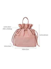 1pc Portable Insulated Lunch Box Bag, Drawstring Nylon Waterproof Lining With Thermal Layer, Large Capacity Handheld Bento Bag, Perfect For Work, School, Outdoor Picnic And Daily Use - Multicolor - View 7