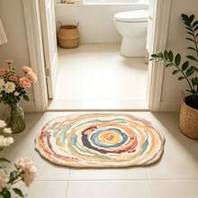 1pc Abstract Swirl Tie Dye Asymmetrical Round Area Rug, Soft Plush Material, Comfortable Touch, Non-Slip Backing, Easy To Clean, Suitable For Living Room, Bedroom, Study, Dormitory, Modern Bohemian Style Home Decor And Housewarming Gift Decoration - Multicolor - View 4