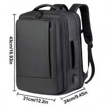 16" Laptop Backpack Waterproof USB Rucksack Large Briefcase Travel Luggage Bag - 43x31x24cm - View 1