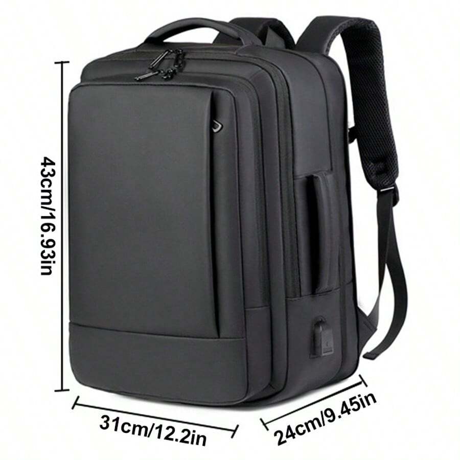 16" Laptop Backpack Waterproof USB Rucksack Large Briefcase Travel Luggage Bag - 43x31x24cm - View 1