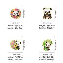 Cute Panda Enamel Pins, Cartoon Panda Holding Coffee Bamboo Flower Wreath Brooch Pins, Kawaii Animal Lapel Badge For Backpack Clothing Decor Gift - Multicolor - View 11
