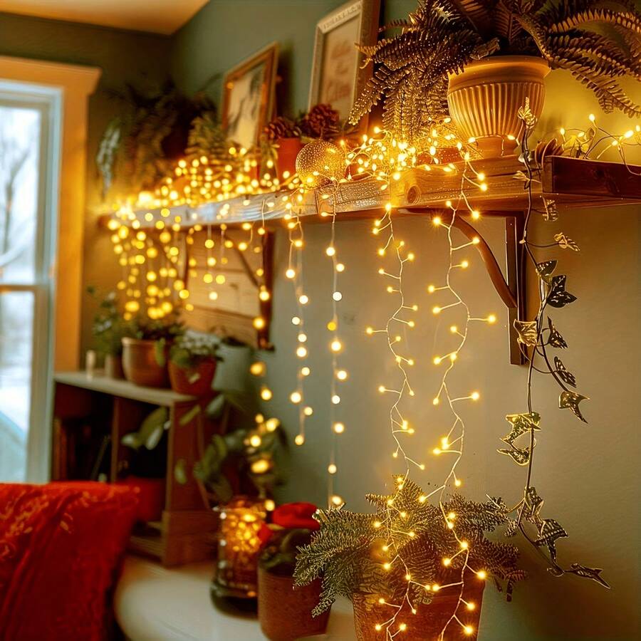 Indoor LED Copper Wire Fairy String Lights, Battery Powered Design With Battery Box, Batteries Not Included, Soft Warm Glow For Home Dorm Wedding Decor