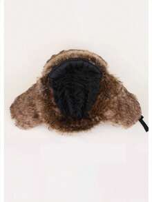 1pc Winter Ear-Flap Warm Windproof Trapper Hat, Outdoor Travel Cycling Thermal Lined Cold-Proof Ski Hat, Winter Plush Hat, Suitable For Winter Outdoor Ear And Neck Protection Warmth - Black - View 5