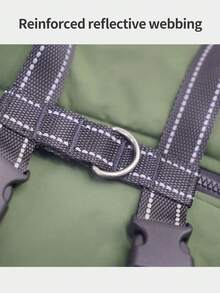 Small Dog Winter Jacket With Built-In Chest Straps, Fleece-Lined For Warmth, Reflective High Neck Design, Suitable For Cold Weather Dog Snow Clothing - Dark Green - View 7