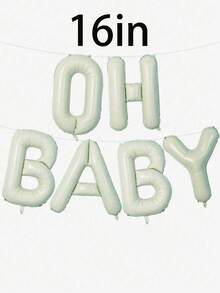 40英寸/16英寸“Oh Baby”字母气球横幅套装 - 象牙色铝箔字母气球，配丝带和吸管，适用于婴儿派对装饰、性别揭晓派对、生日装饰、中性婴儿房庆祝活动、迎婴派对、生日派对、婴儿派对装饰 - 彩色 - 查看 11