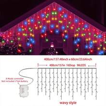 1pc 3/4/5/10m LED Icicle String Lights, 8 Lighting Modes, AA Battery Powered, Christmas Wreath Hanging Fairy Lights, Wedding Home Room Decor, Halloween Christmas Decoration - 8-mode Battery-powered Icicle Lights - View 24