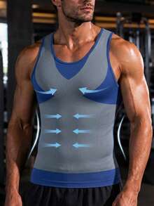 2pcs Compression Shaping Vest, Sleeveless Slim Fit Body Shaper, Abdominal Shaping, Male Breast Compression Vest, Tight Underwear - Multicolor - View 2